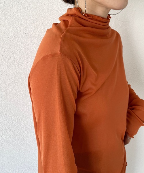 wee9s（ウィークス）の「2way center line sheer tops / 前後2wayセンターラインシアートップス（シャツ/ブラウス・レディース・ブラック/ブラウン/オレンジ/アイボリー・FREE）」の21枚目の写真