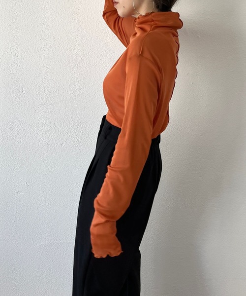 wee9s（ウィークス）の「2way center line sheer tops / 前後2wayセンターラインシアートップス（シャツ/ブラウス・レディース・ブラック/ブラウン/オレンジ/アイボリー・FREE）」の19枚目の写真