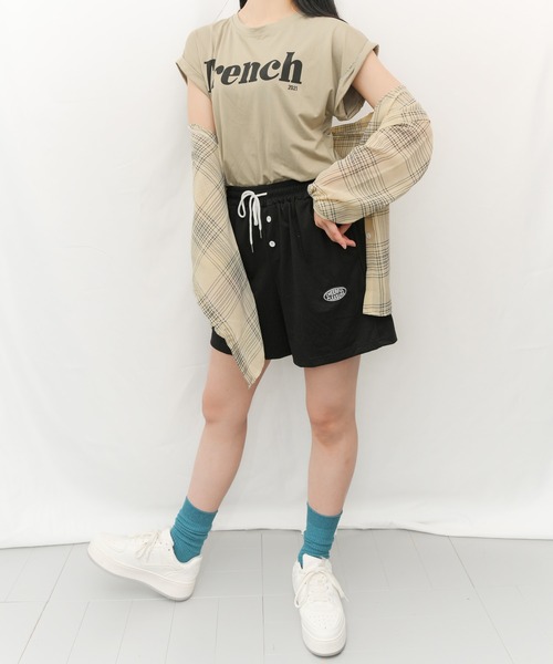 Alite cloth(アリーテクロス)の「FrenchロゴTシャツ(Tシャツ/カットソー・レディース・カーキ/ホワイト・FREE)」の6枚目の写真