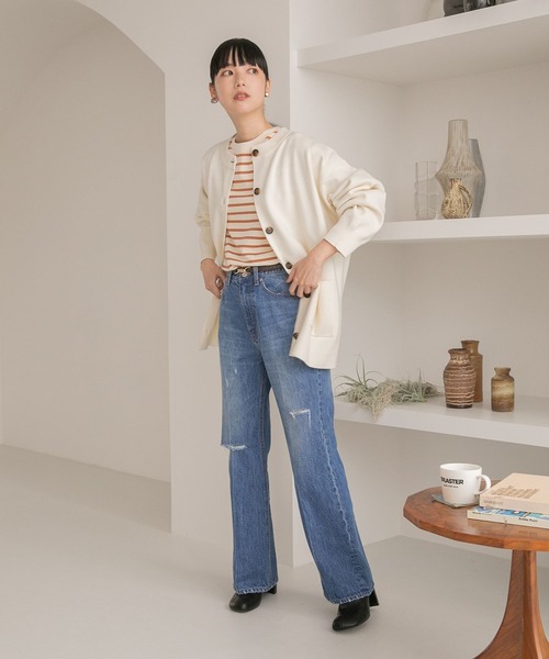 LOWRYS FARM（ローリーズファーム）の「ボーダーソデボリュームＴシャツ　125423（Tシャツ/カットソー・レディース・ブラック/ネイビー/アイボリー・FREE）」の5枚目の写真