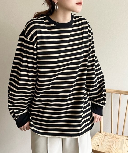 LOWRYS FARM（ローリーズファーム）の「ボーダーソデボリュームＴシャツ　125423（Tシャツ/カットソー・レディース・ブラック/ネイビー/アイボリー・FREE）」の17枚目の写真