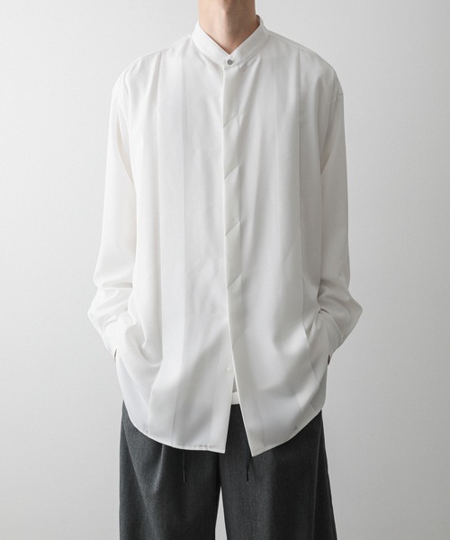 ato（アトウ）の「OVERSIZED BAND COLLAR SHIRTS（シャツ/ブラウス・メンズ・ホワイト/ブラック/イエロー/ライトグリーン・44/46/48）」の12枚目の写真