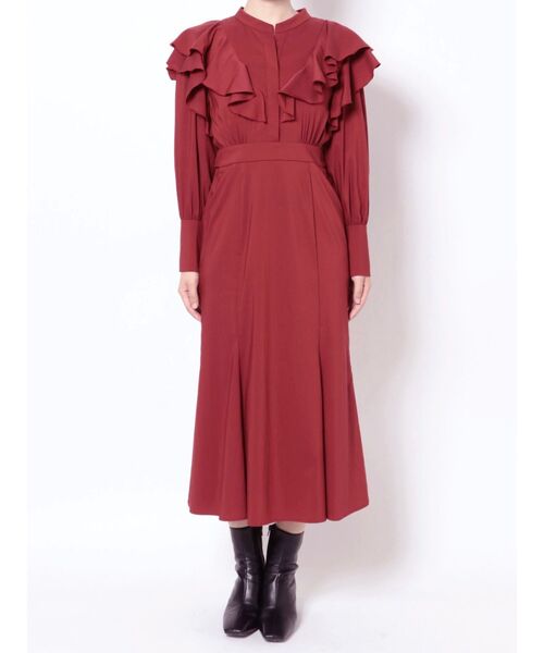 LAGUNAMOON（ラグナムーン）の「【WEB限定】フリルナローワンピース（ワンピース・レディース・ブラック/ボルドー/ブルー/ブラウン・SMALL/MEDIUM）」の5枚目の写真