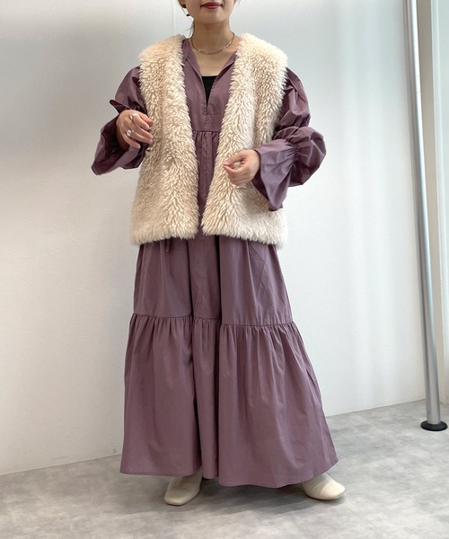 w closet（ダブルクローゼット）の「【2WAY】キャンディースリーブティアードワンピース（ワンピース・レディース・アイボリー/ピンク系その他/スミクロ・FREE）」の9枚目の写真