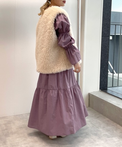 w closet（ダブルクローゼット）の「【2WAY】キャンディースリーブティアードワンピース（ワンピース・レディース・アイボリー/ピンク系その他/スミクロ・FREE）」の20枚目の写真