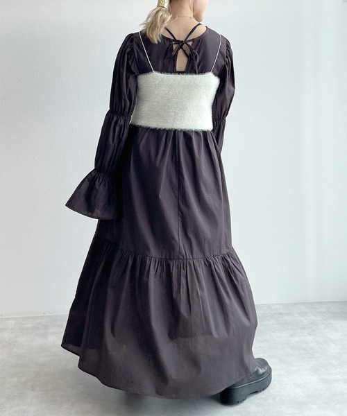 w closet（ダブルクローゼット）の「【2WAY】キャンディースリーブティアードワンピース（ワンピース・レディース・アイボリー/ピンク系その他/スミクロ・FREE）」の5枚目の写真