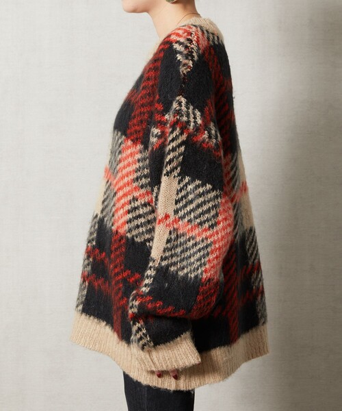 FREAK'S STORE(フリークスストア)の「【WEB限定】チェックニットプルオーバー(ニット/セーター・レディース・ブラック/グレー/イエロー/ブルー・フリ-)」の9枚目の写真