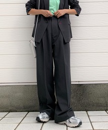 Q | センタープレスワイドタックパンツ(その他パンツ)