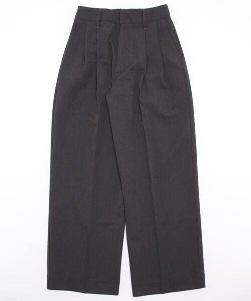 Q(キュー)の「センタープレスワイドタックパンツ(その他パンツ・レディース・チャコールグレー/ベージュ・MEDIUM)」の5枚目の写真