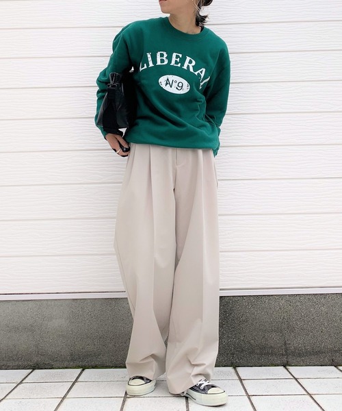 Q(キュー)の「センタープレスワイドタックパンツ(その他パンツ・レディース・チャコールグレー/ベージュ・MEDIUM)」の6枚目の写真