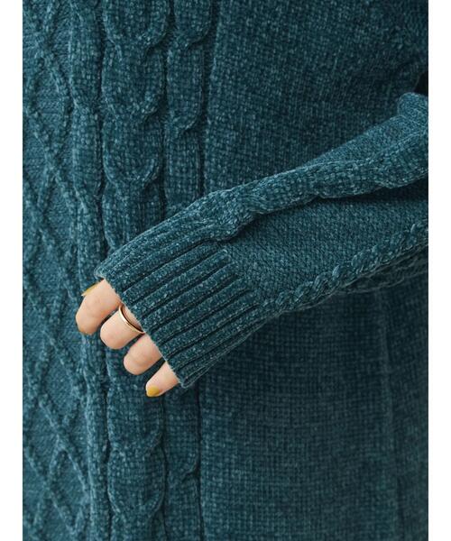 CRAFT STANDARD BOUTIQUE(クラフトスタンダードブティック)の「モールケーブル編みタートルネックワンピース ◆(ワンピース・レディース・ブルーグリーン/オフホワイト/ブラック・FREE)」の11枚目の写真
