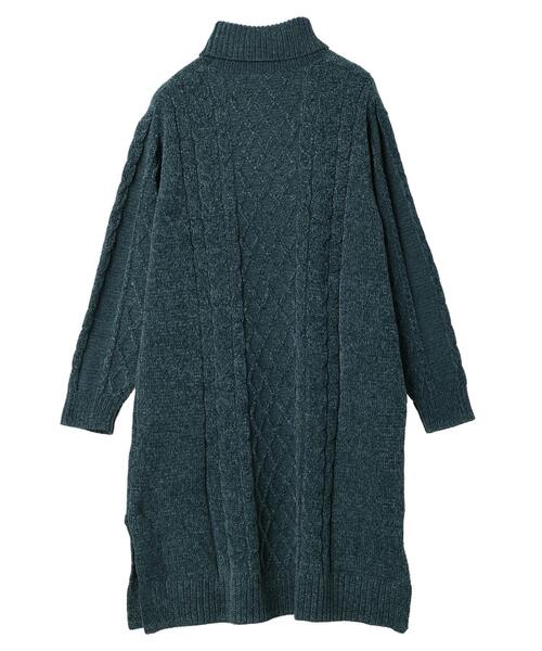 CRAFT STANDARD BOUTIQUE(クラフトスタンダードブティック)の「モールケーブル編みタートルネックワンピース ◆(ワンピース・レディース・ブルーグリーン/オフホワイト/ブラック・FREE)」の19枚目の写真