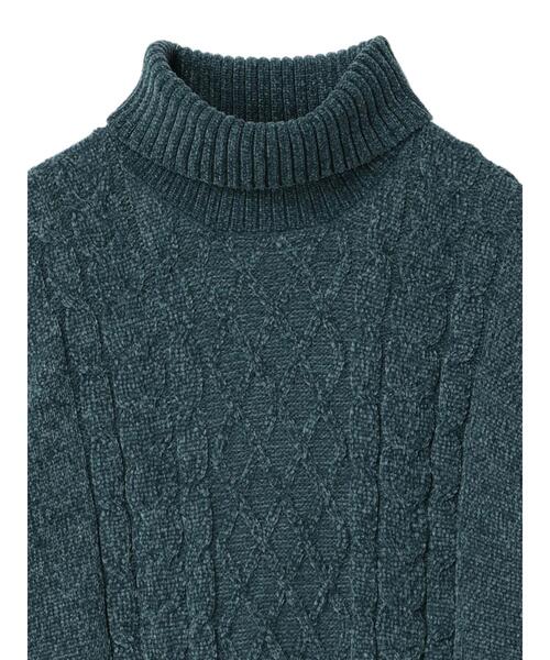 CRAFT STANDARD BOUTIQUE(クラフトスタンダードブティック)の「モールケーブル編みタートルネックワンピース ◆(ワンピース・レディース・ブルーグリーン/オフホワイト/ブラック・FREE)」の20枚目の写真