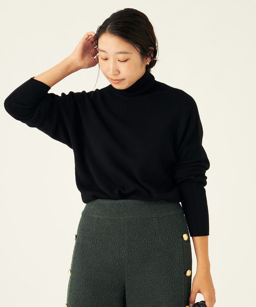 journal standard L'essage（ジャーナルスタンダードレサージュ）の「cash feel wool ハイネックプルオーバー（ニット/セーター・レディース・ブラック/ブラック系その他/ホワイト・FREE）」の21枚目の写真