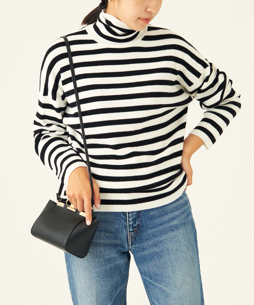 journal standard L'essage（ジャーナルスタンダードレサージュ）の「cash feel wool ハイネックプルオーバー（ニット/セーター・レディース・ブラック/ブラック系その他/ホワイト・FREE）」の13枚目の写真