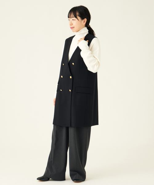 journal standard L'essage（ジャーナルスタンダードレサージュ）の「cash feel wool ハイネックプルオーバー（ニット/セーター・レディース・ブラック/ブラック系その他/ホワイト・FREE）」の6枚目の写真