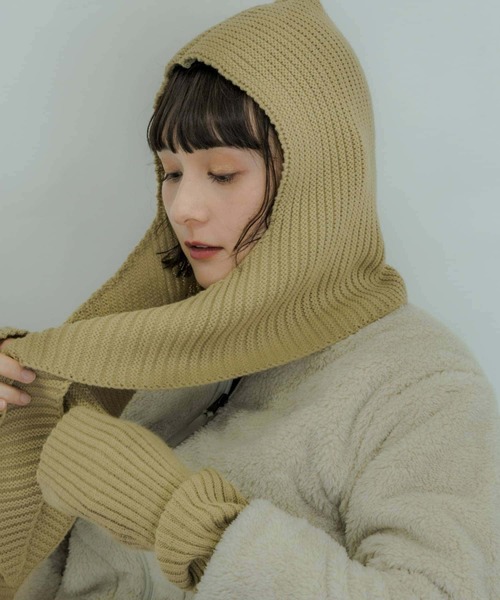 SMELLY（スメリー）の「リブバラクラバ（ニットキャップ/ビーニー・レディース・ブラック/ベージュ/ブルー系その他・-）」の4枚目の写真