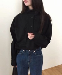 ヘンリーネックボタンシャツ