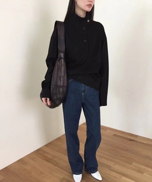 by muni:r(バイ ムニール)の「ヘンリーネックボタンシャツ(シャツ/ブラウス・レディース・ブラック/ベージュ・FREE)」の14枚目の写真
