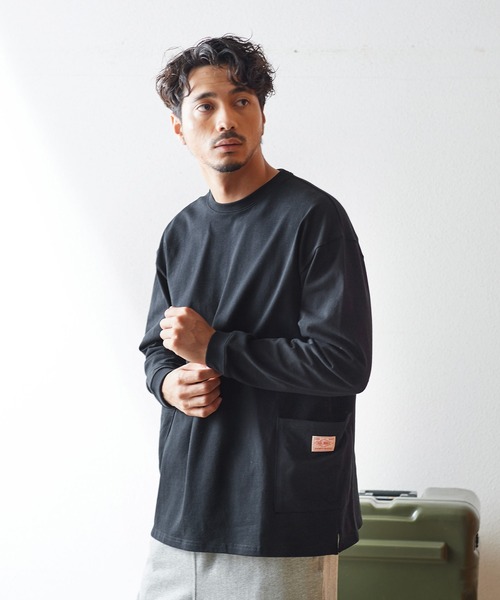 BIG MIKE(ビッグマイク)の「BIG MIKE WポケットスモックロングスリーブTシャツ 102238200(Tシャツ/カットソー・メンズ・ダークグリーン/タン/ナチュラル/ブラック・L/M)」の2枚目の写真