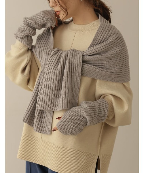 Re:EDIT（リエディ）の「[WINTER COLLECTION]リブニットマフラー（マフラー・レディース・アイボリー/ピンク/グレー/ブラック/ベージュ/グリーン/ブルー・FREE）」の4枚目の写真