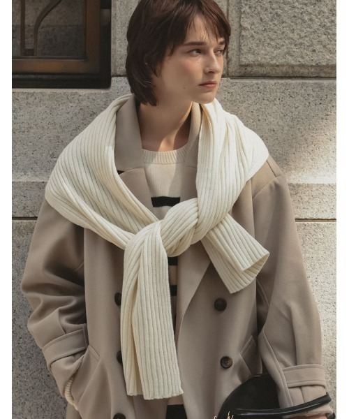 Re:EDIT（リエディ）の「[WINTER COLLECTION]リブニットマフラー（マフラー・レディース・アイボリー/ピンク/グレー/ブラック/ベージュ/グリーン/ブルー・FREE）」の2枚目の写真