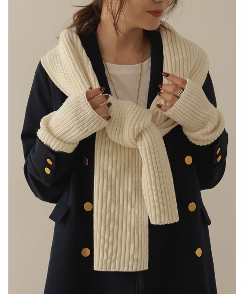 Re:EDIT（リエディ）の「[WINTER COLLECTION]リブニットマフラー（マフラー・レディース・アイボリー/ピンク/グレー/ブラック/ベージュ/グリーン/ブルー・FREE）」の12枚目の写真