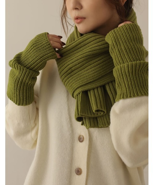 Re:EDIT（リエディ）の「[WINTER COLLECTION]リブニットマフラー（マフラー・レディース・アイボリー/ピンク/グレー/ブラック/ベージュ/グリーン/ブルー・FREE）」の21枚目の写真