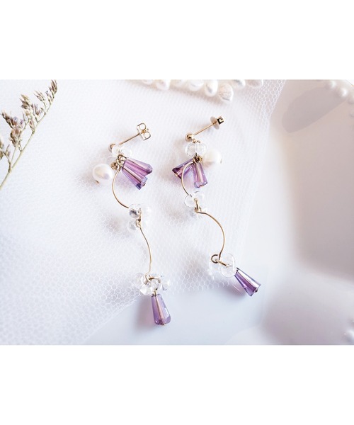 tone(トーン)の「【Tresor】wave 淡水パール ピアス(MA)(ピアス(両耳用)・レディース・バイオレット/その他/その他4/その他2/その他3/その他6/その他7/その他5・FREE)」の1枚目の写真