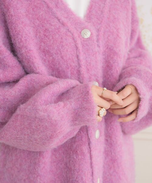 ems excite（エムズエキサイト）の「カラーモヘアビッグカーデ（ニット/セーター・レディース・ブルー/グリーン/ピンク/オレンジ/ライトベージュ/ライトグレー/ダークブラウン・FREE）」の20枚目の写真