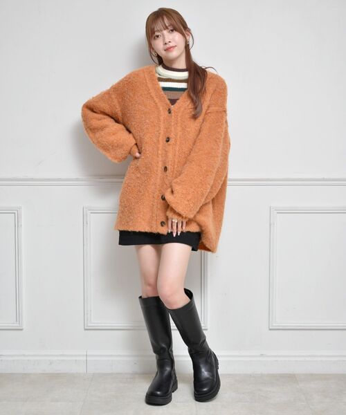 ems excite（エムズエキサイト）の「カラーモヘアビッグカーデ（ニット/セーター・レディース・ブルー/グリーン/ピンク/オレンジ/ライトベージュ/ライトグレー/ダークブラウン・FREE）」の18枚目の写真