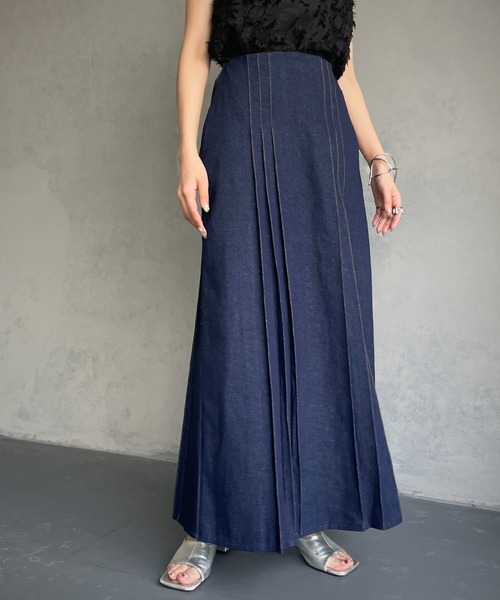 &g'aime（アンジェム）の「【&g’aime】ステッチデニムスカート（スカート・レディース・ブルー/ブラック・FREE）」の16枚目の写真