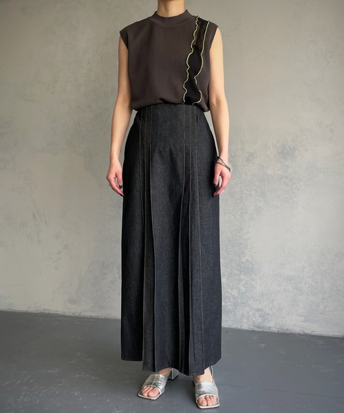 &g'aime（アンジェム）の「【&g’aime】ステッチデニムスカート（スカート・レディース・ブルー/ブラック・FREE）」の11枚目の写真