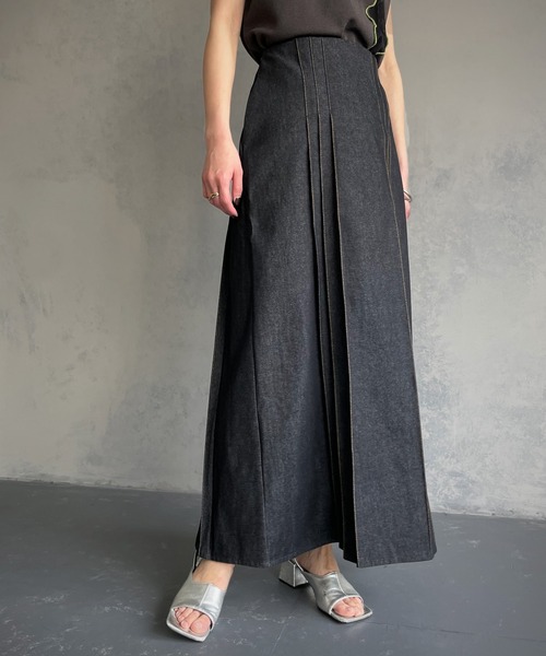 &g'aime（アンジェム）の「【&g’aime】ステッチデニムスカート（スカート・レディース・ブルー/ブラック・FREE）」の6枚目の写真