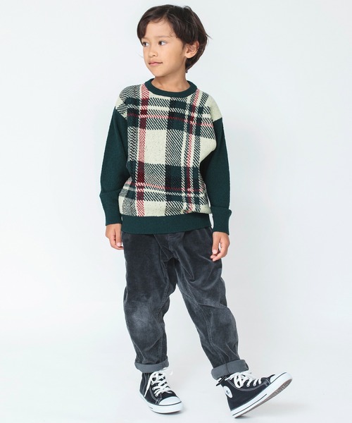 BRANSHES(ブランシェス)の「【洗濯機で洗える】タータンチェック柄ウォッシャブルニット(ニット/セーター・キッズ・グリーン/ブラック・90/150/100/130/140/120/110)」の6枚目の写真