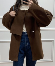 ノーカラーケープショートコート