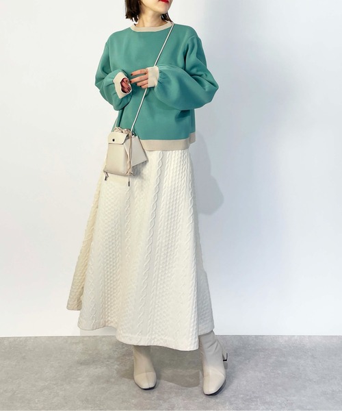 PICCIN(ピッチン)の「配色クルーネックニット(ニット/セーター・レディース・ブラック/グリーン・M/L)」の14枚目の写真