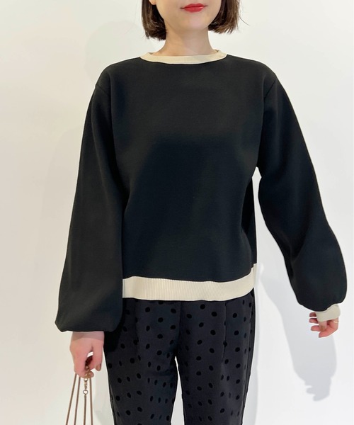 PICCIN(ピッチン)の「配色クルーネックニット(ニット/セーター・レディース・ブラック/グリーン・M/L)」の12枚目の写真