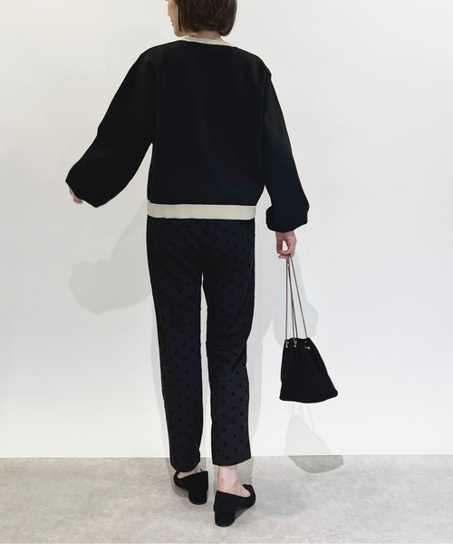 PICCIN(ピッチン)の「配色クルーネックニット(ニット/セーター・レディース・ブラック/グリーン・M/L)」の8枚目の写真