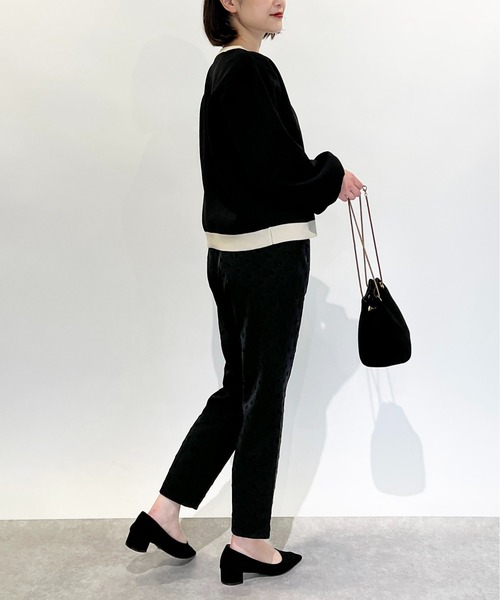 PICCIN(ピッチン)の「配色クルーネックニット(ニット/セーター・レディース・ブラック/グリーン・M/L)」の7枚目の写真