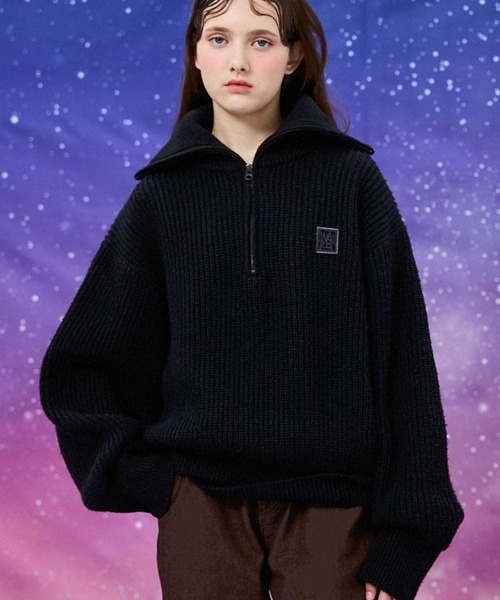 WaiKei（ワイケイ）の「【UNISEX】Wai Kei／ハーフZIPニット 2183558（ニット/セーター・レディース・ラベンダー/ブラック/セージグリーン・MEDIUM/LARGE）」の2枚目の写真