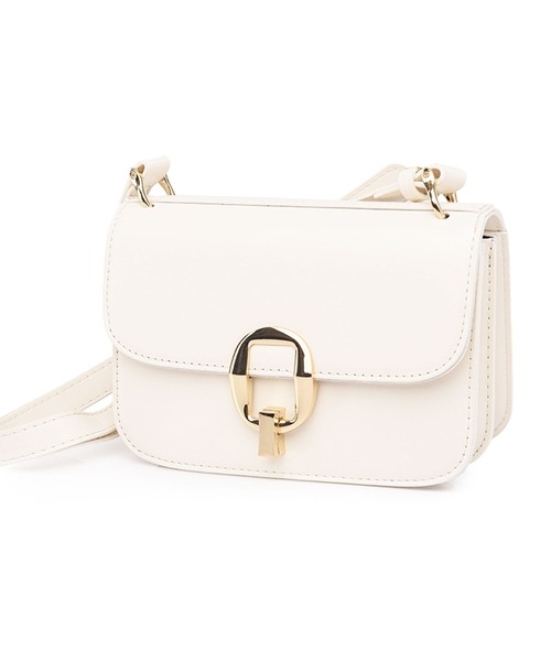 florist(フローリスト)の「【仕切りポケット付き/2WAY】【高見え】オーバルロック留めレザーショルダーバッグ(ショルダーバッグ・レディース・ベージュ/ホワイト/ブラック・FREE)」の1枚目の写真