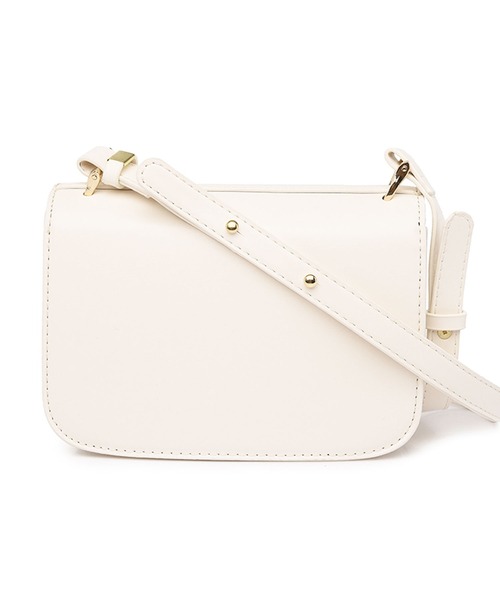 florist(フローリスト)の「【仕切りポケット付き/2WAY】【高見え】オーバルロック留めレザーショルダーバッグ(ショルダーバッグ・レディース・ベージュ/ホワイト/ブラック・FREE)」の7枚目の写真