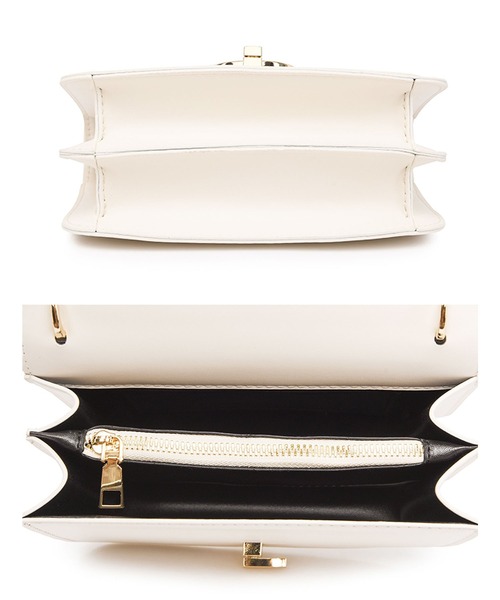 florist(フローリスト)の「【仕切りポケット付き/2WAY】【高見え】オーバルロック留めレザーショルダーバッグ(ショルダーバッグ・レディース・ベージュ/ホワイト/ブラック・FREE)」の9枚目の写真