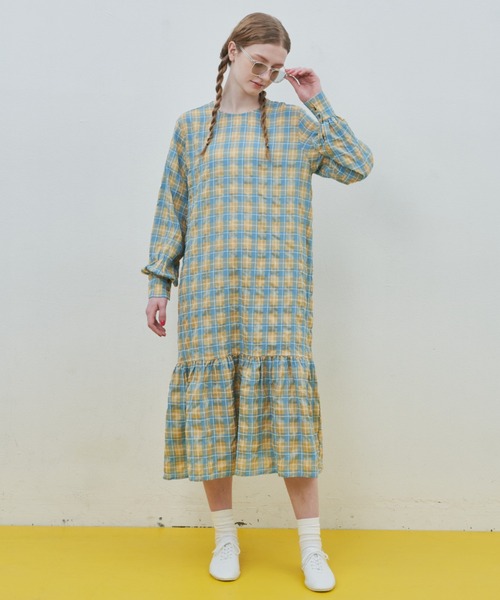 MERLOT(メルロー)の「チェックティアードワンピース(ワンピース・レディース・イエロー/ブラック・FREE)」の15枚目の写真