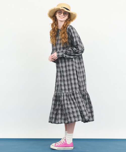 MERLOT(メルロー)の「チェックティアードワンピース(ワンピース・レディース・イエロー/ブラック・FREE)」の20枚目の写真