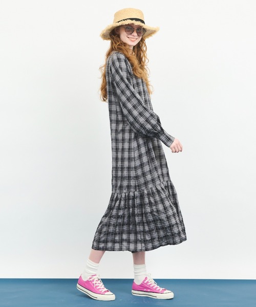 MERLOT(メルロー)の「チェックティアードワンピース(ワンピース・レディース・イエロー/ブラック・FREE)」の22枚目の写真