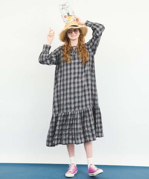 MERLOT(メルロー)の「チェックティアードワンピース(ワンピース・レディース・イエロー/ブラック・FREE)」の18枚目の写真