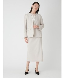 Mila Owen ベージュ ノーカラージャケット セットアップ 0 1 Mila Owen（ミラオーウェン）の「SET UPシワレスノーカラー