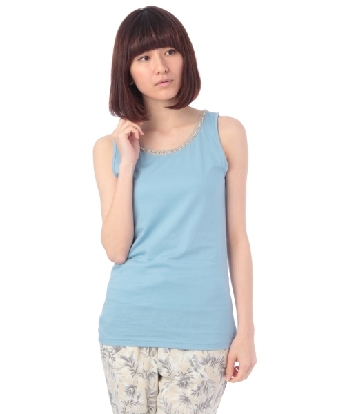 Grove グローブ の スーピマコットン襟ビーズ付タンクトップ タンクトップ Wear
